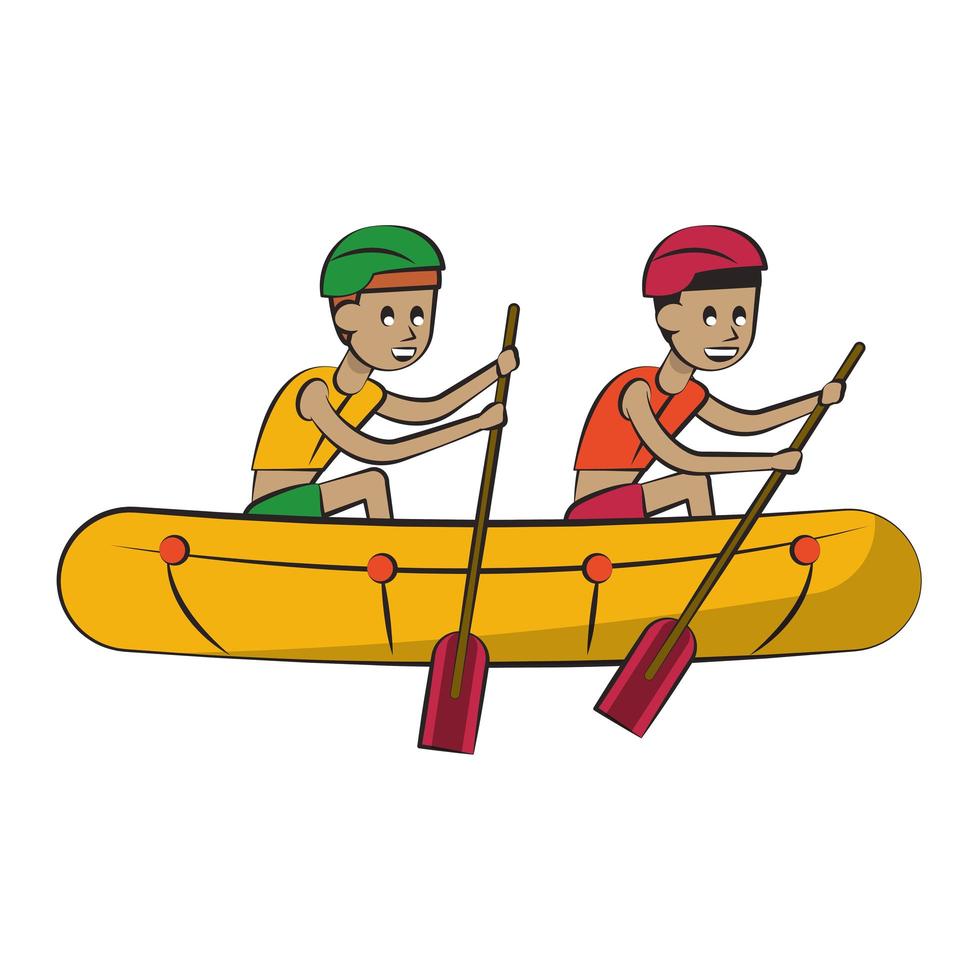 Two men in boat with oars vector