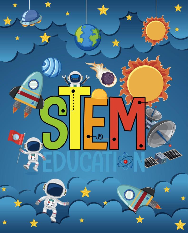 Stem education with astronauts vector