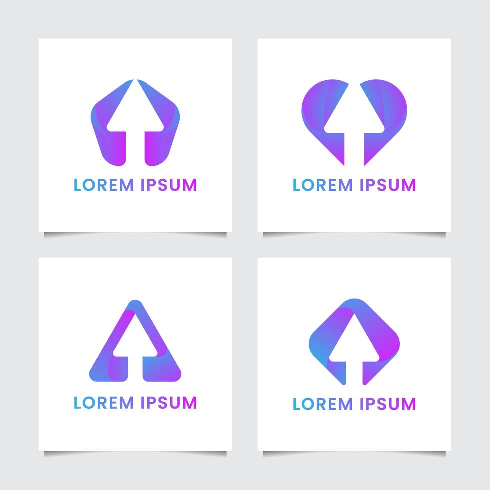 Blue and Purple Negative Space Arrow Emblem Set vector