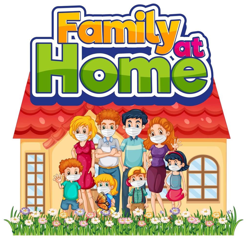 Happy family stay at home vector