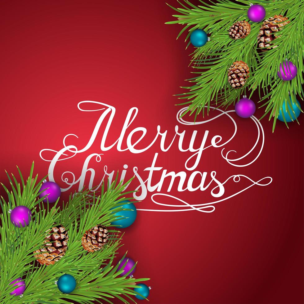 Merry Christmas, red greeting postcard vector