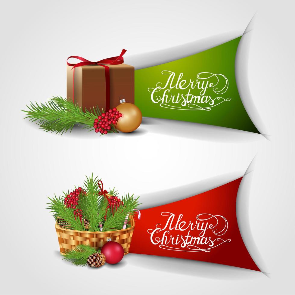 feliz navidad, conjunto de pegatinas de saludo vector