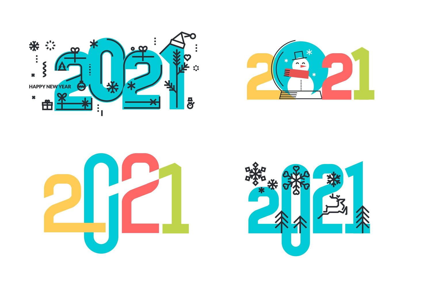 New Year 2021 signs set vector