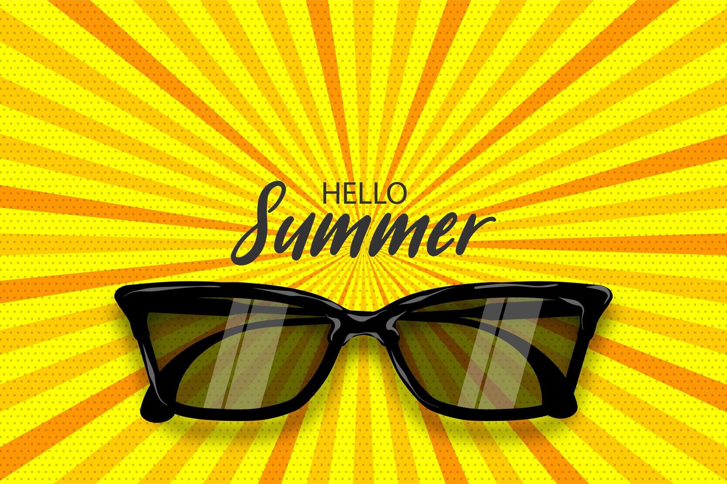 Summertime sunglasses halftone rays pop art vector