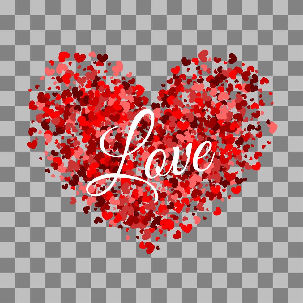 Red heart made of small hearts Valentine's design vector