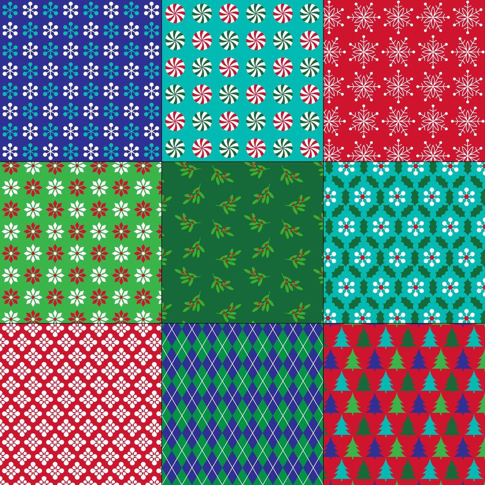 Christmas themed patterns vector