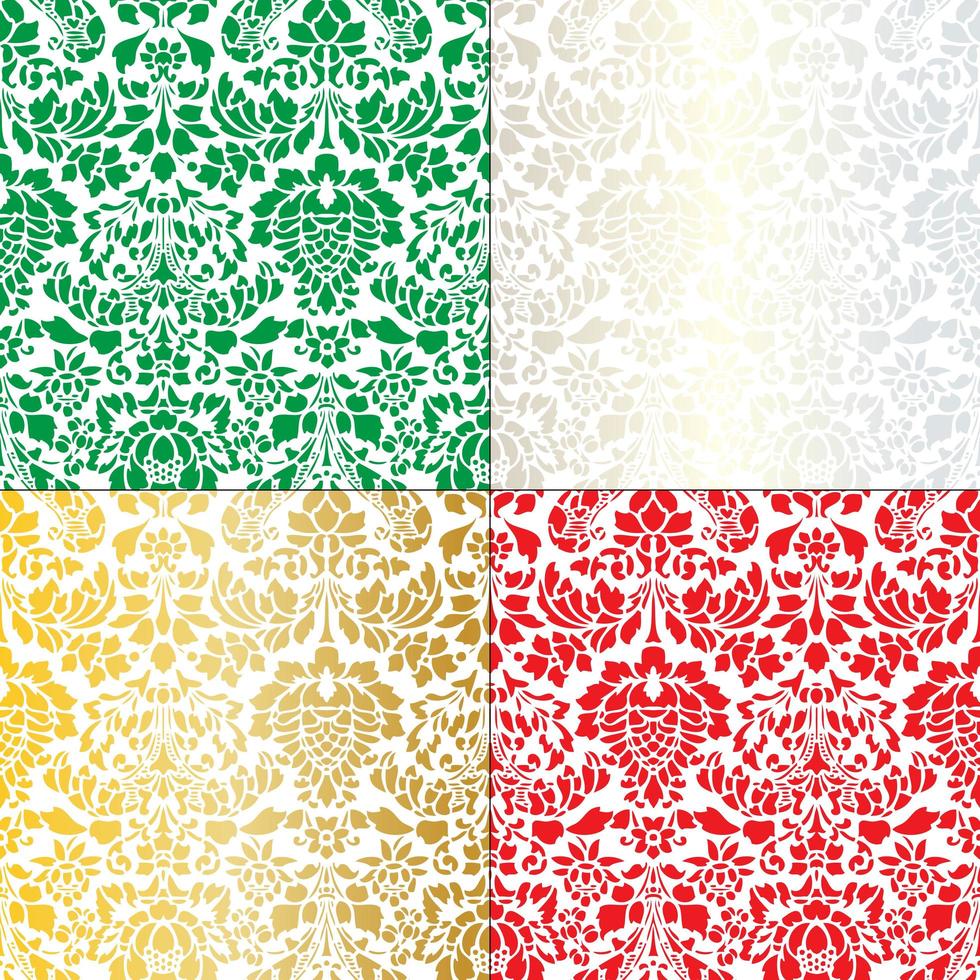 Damask Christmas patterns vector