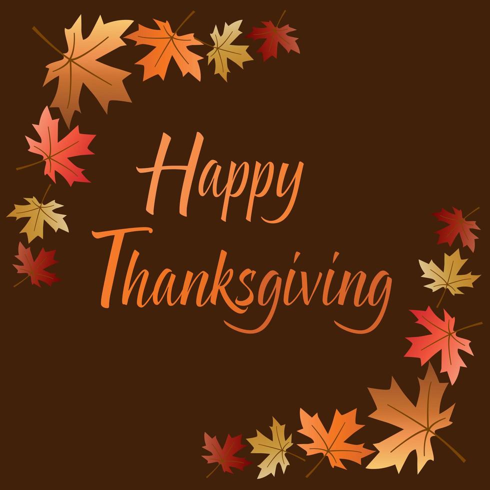 Happy Thanksgiving design with corner leaves frame vector