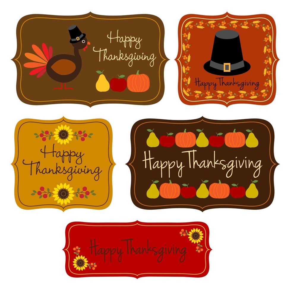 Thanksgiving labels set vector