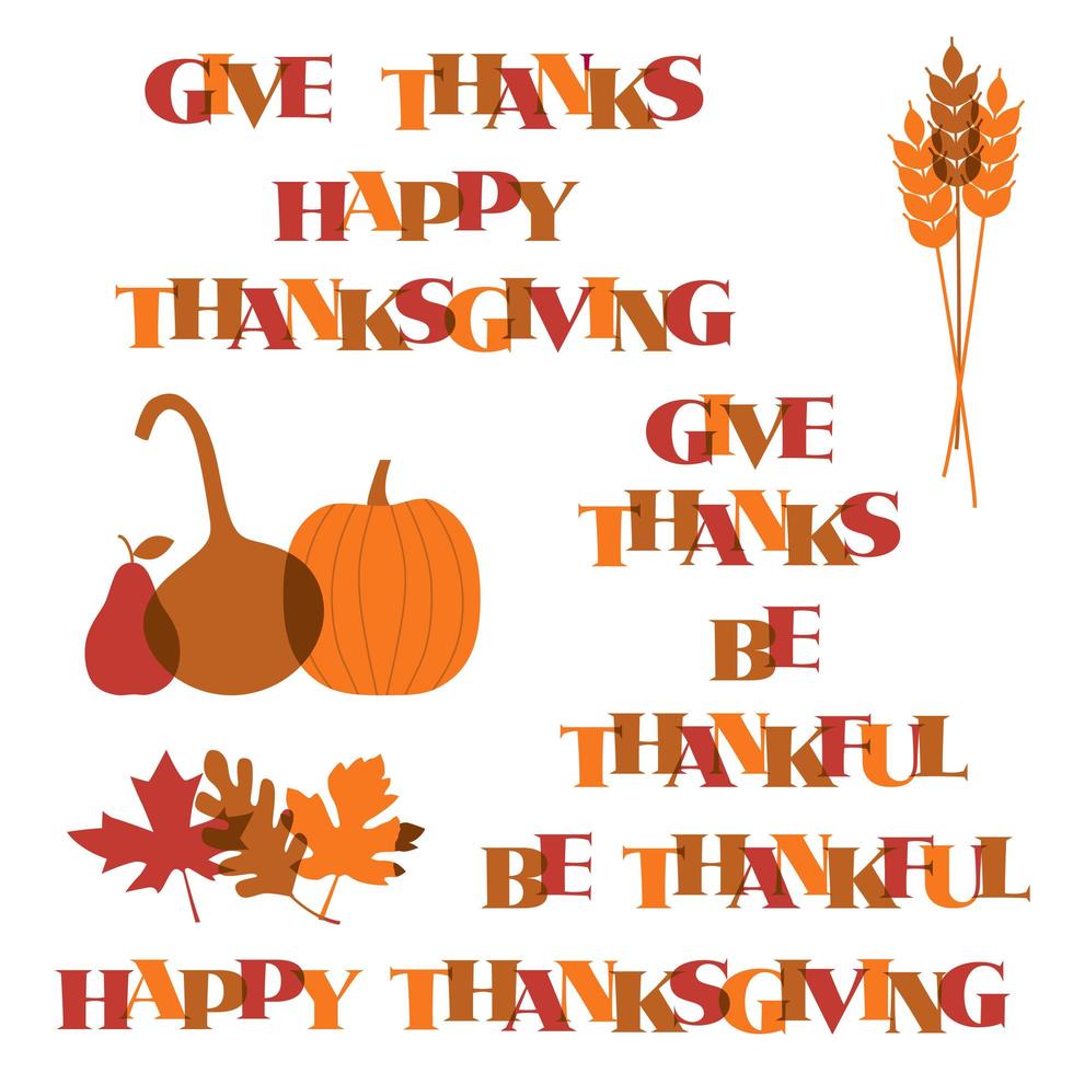 Thanksgiving typography and icons vector