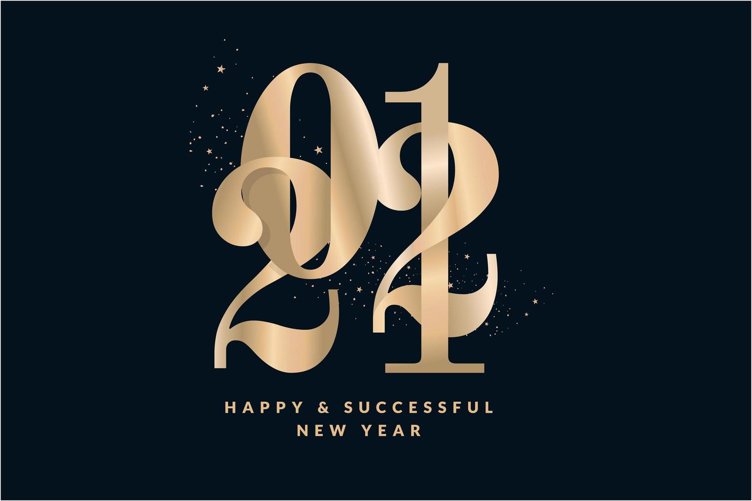 Happy New Year 2021 golden greeting card vector