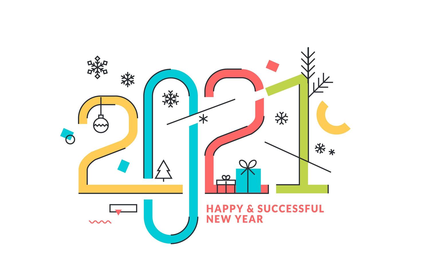 Happy New Year 2021 greeting card vector