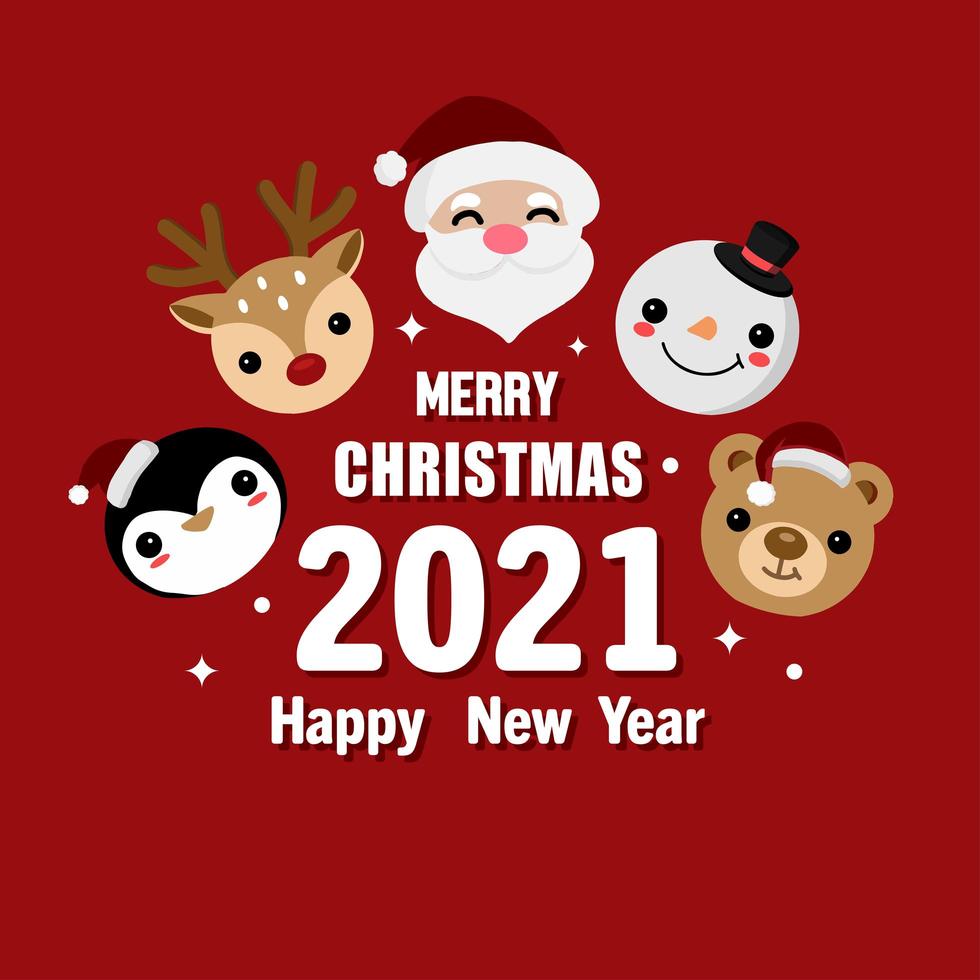 Merry Christmas and happy new year greeting card vector