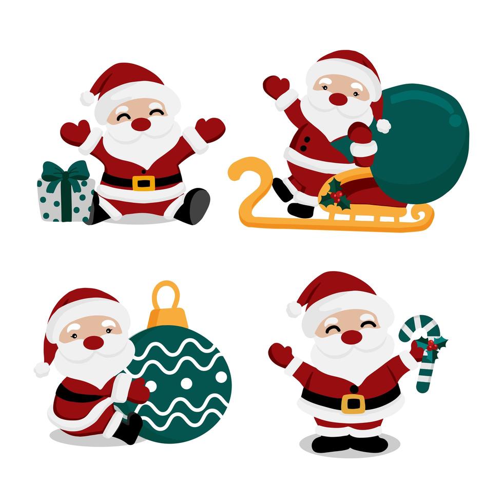 Set of Santa Claus images vector