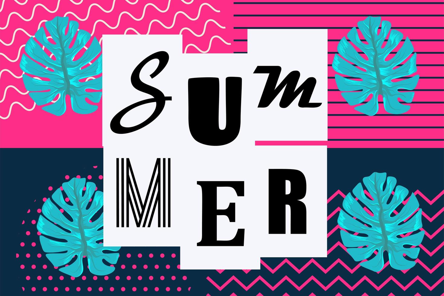 Summer background Memphis style pop art vector