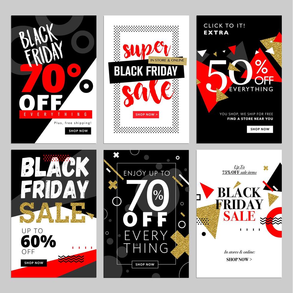 Black Friday social media sale banners vector