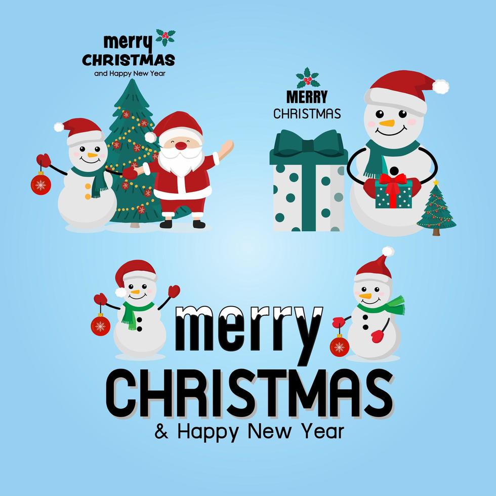 Christmas greetings with snowman vector