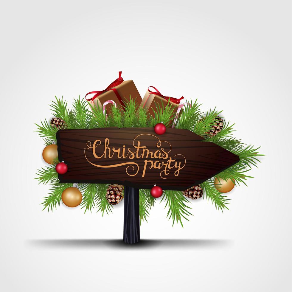 Christmas party, wooden pointer vector