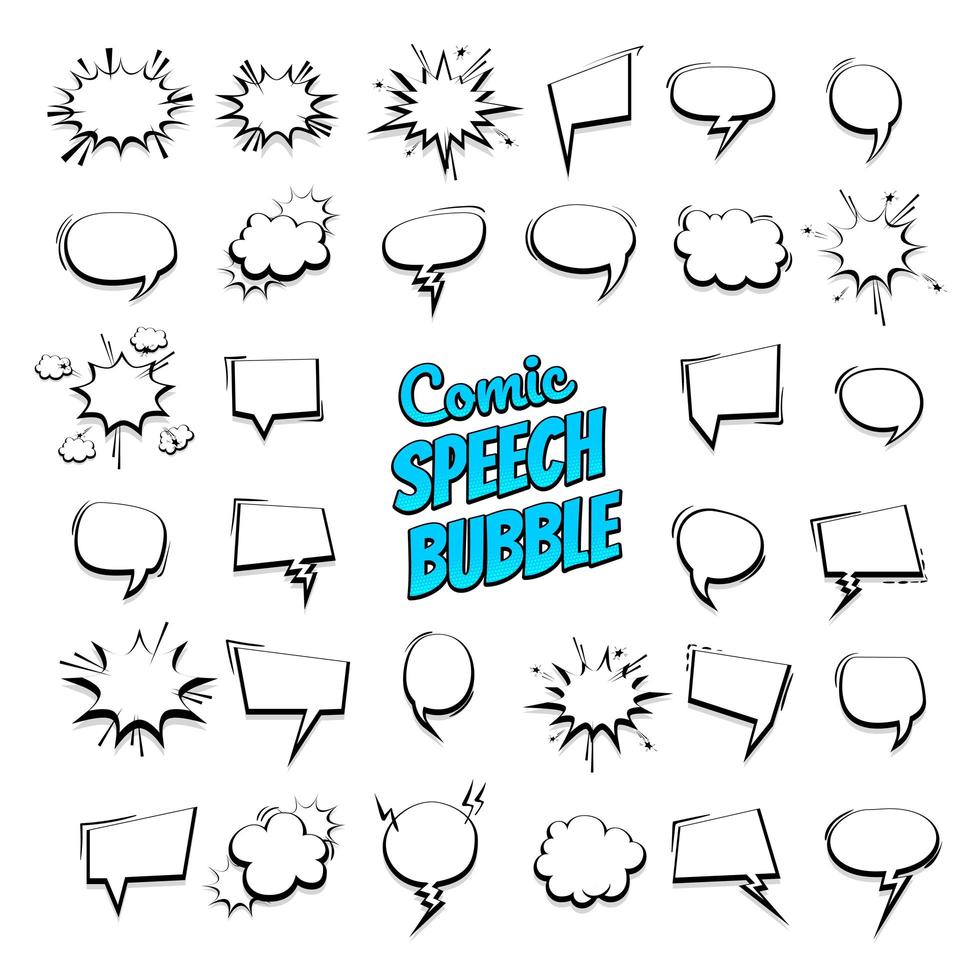 Big set of hand drawn comic speech bubbles vector