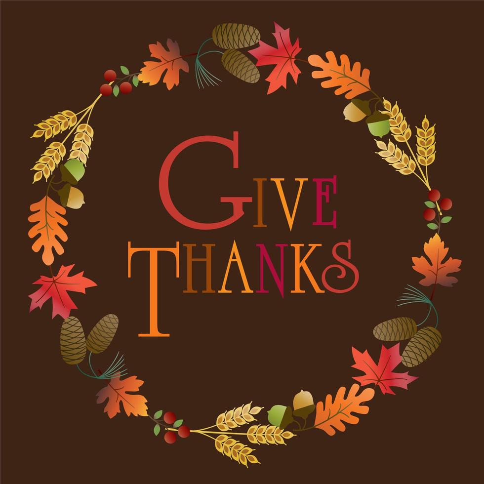 Give thanks gradient leaf wreath vector