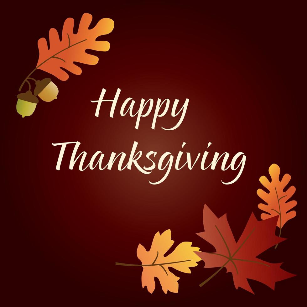 Happy Thanksgiving graphic with acorns and leaves vector