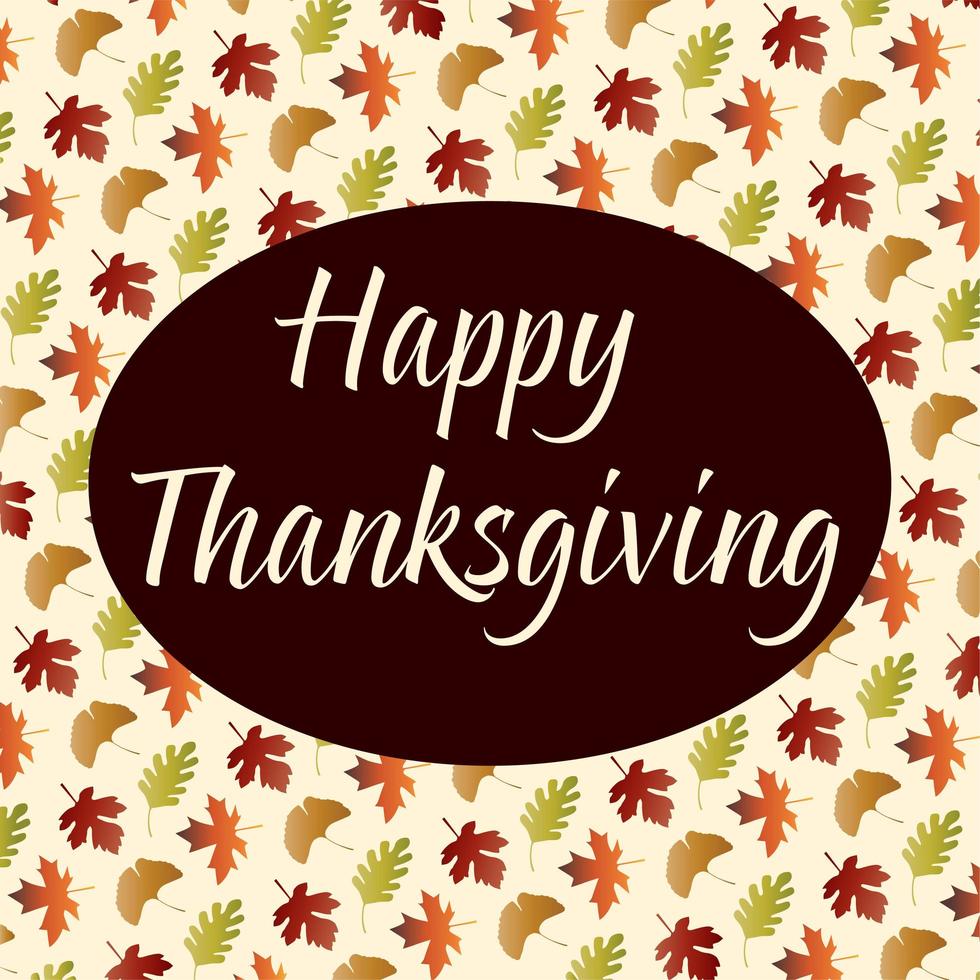 Happy Thanksgiving on leaf pattern vector