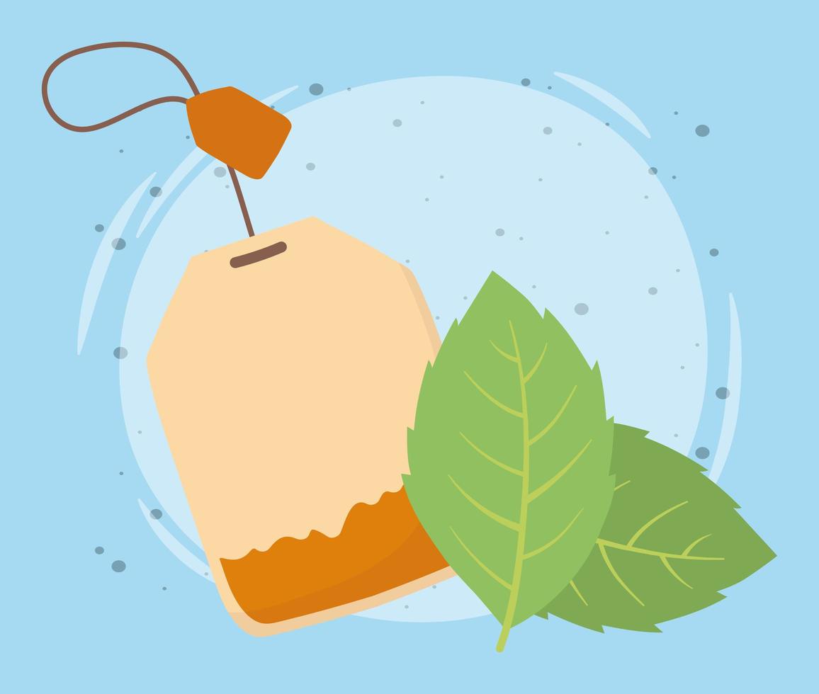 Tea bag with mint leaves vector