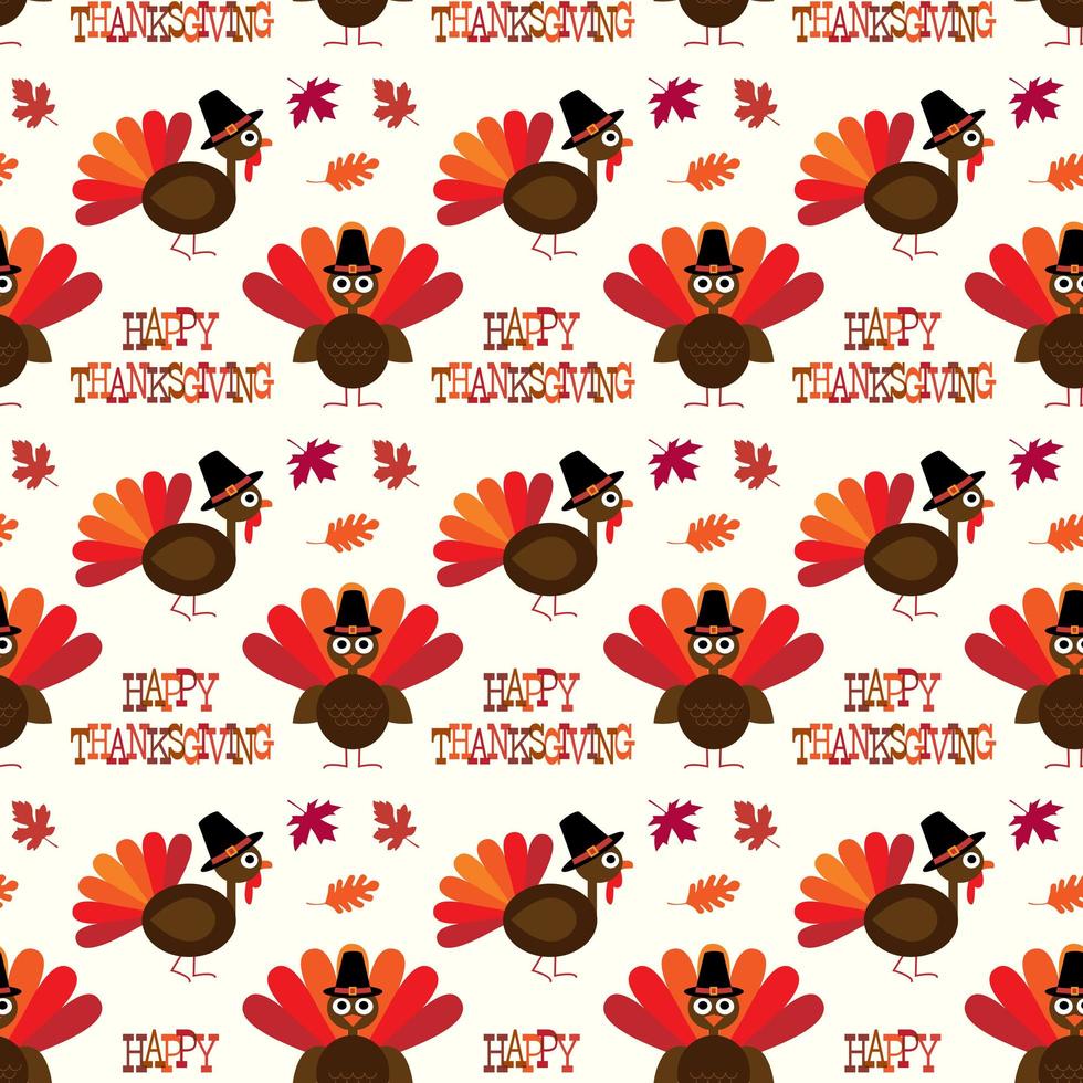 Happy Thanksgiving pattern with turkeys vector