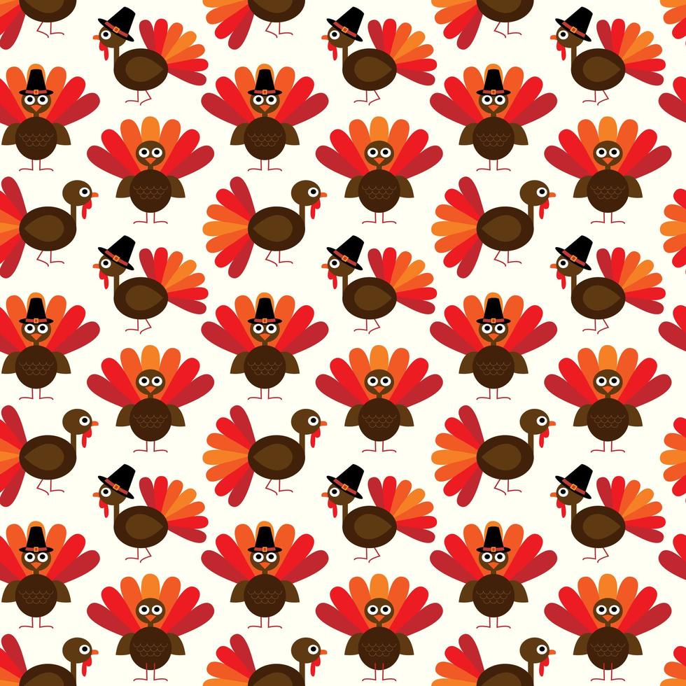 Turkeys with pilgrim hat seamless pattern vector