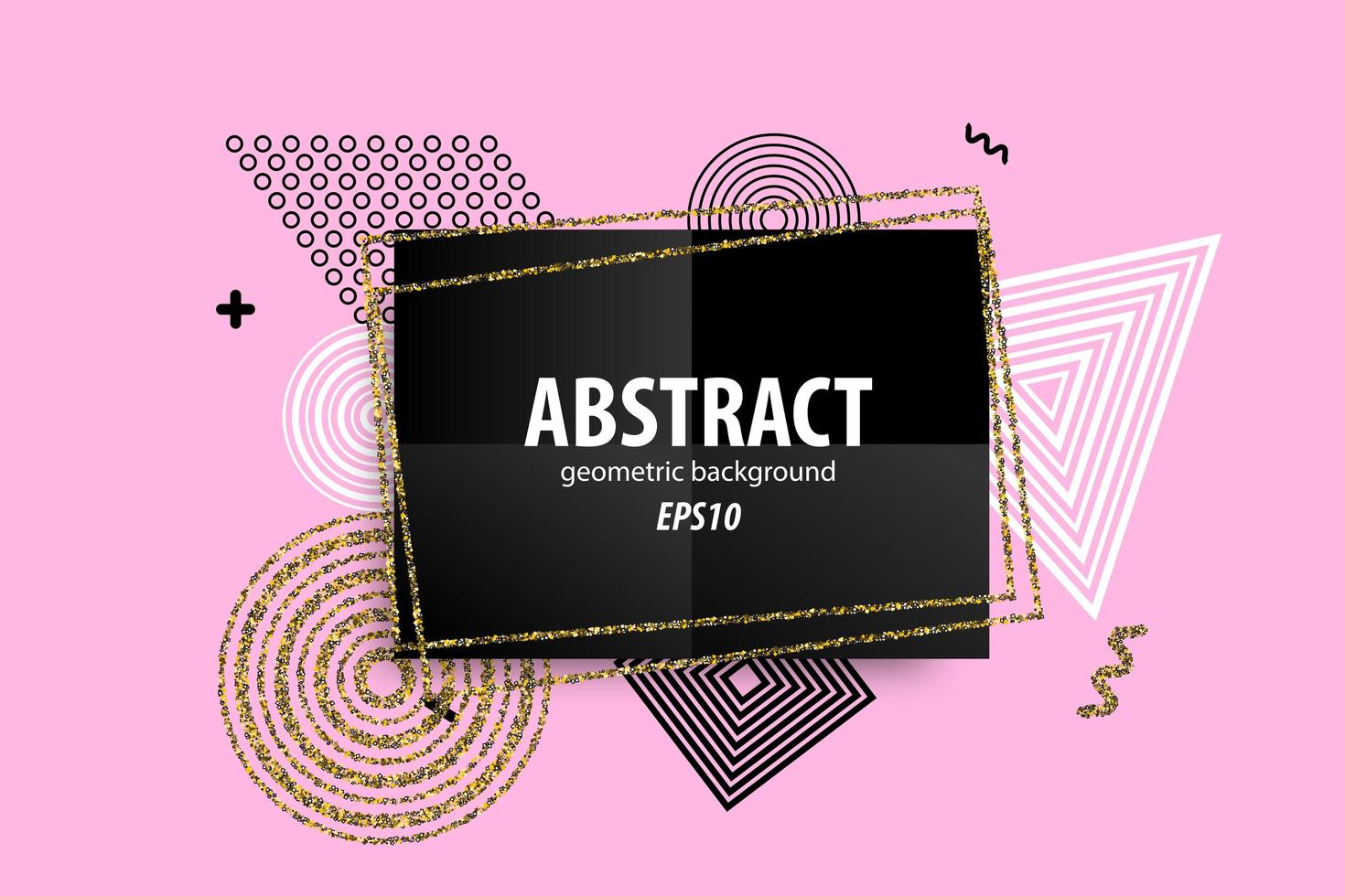 Abstract geometric shapes design on pink vector
