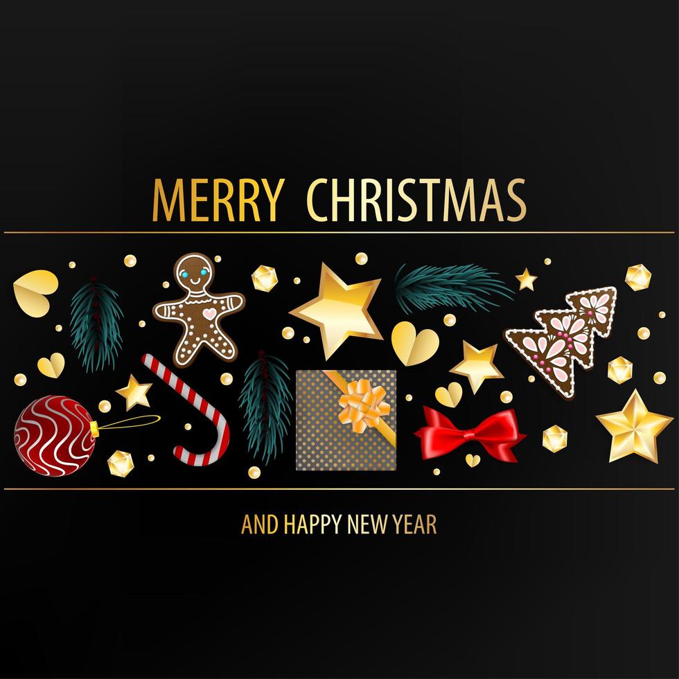 Dark postcard with Christmas elements vector