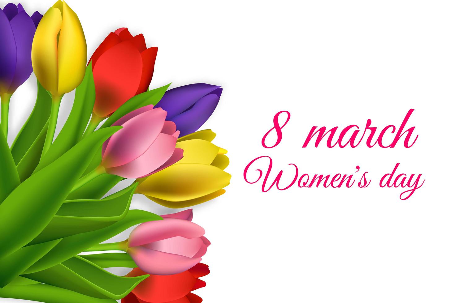 Realistic tulips 8 march Women's Day design vector