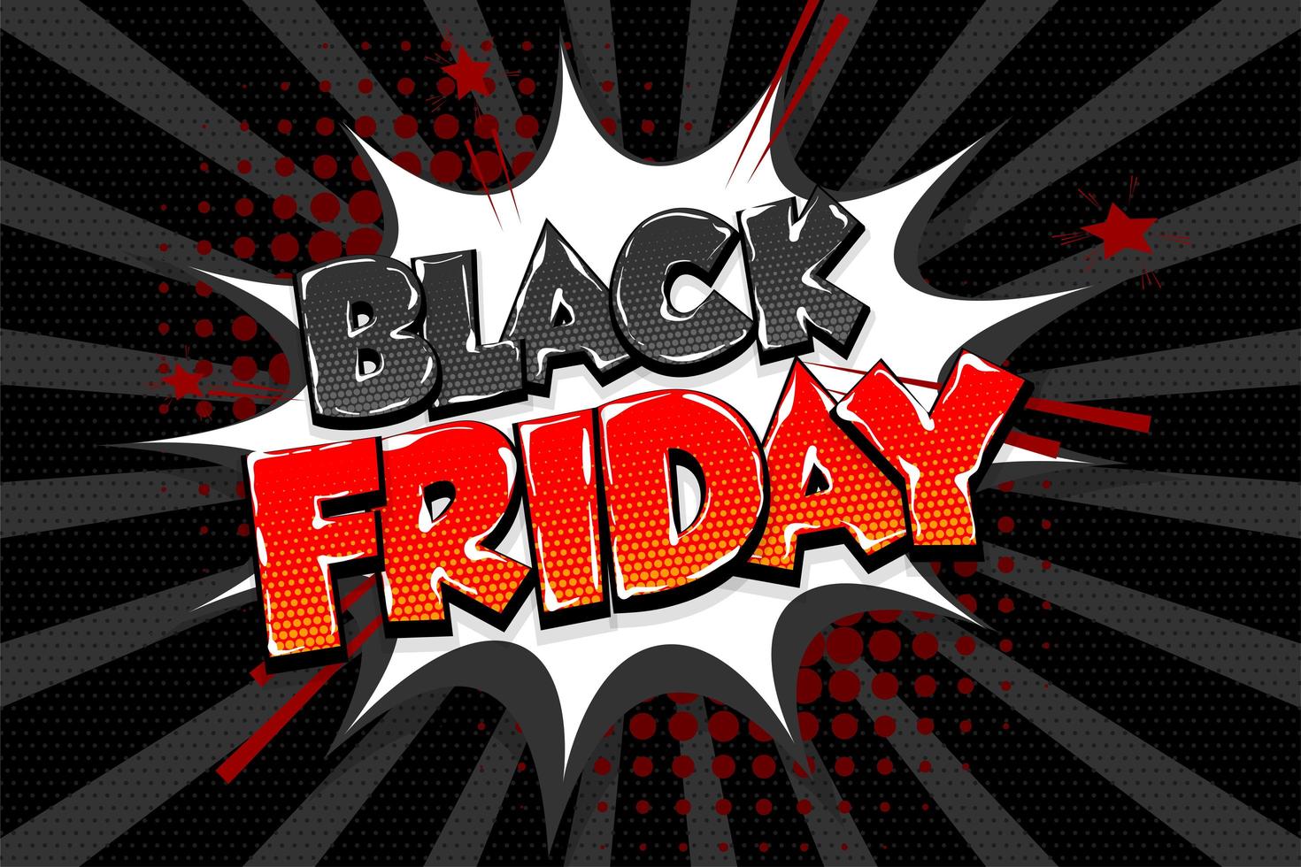 Black friday comic text speech bubble design vector