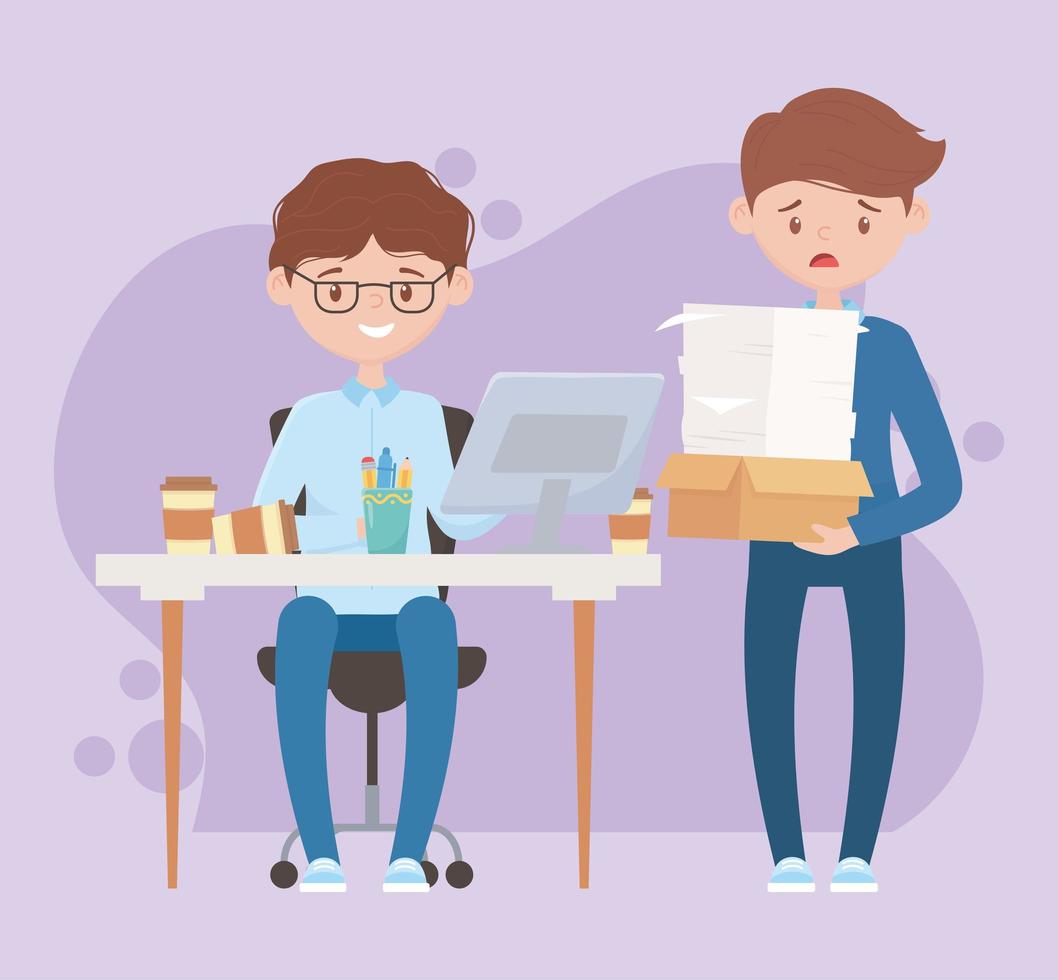 espacio de trabajo con empleados ocupados vector