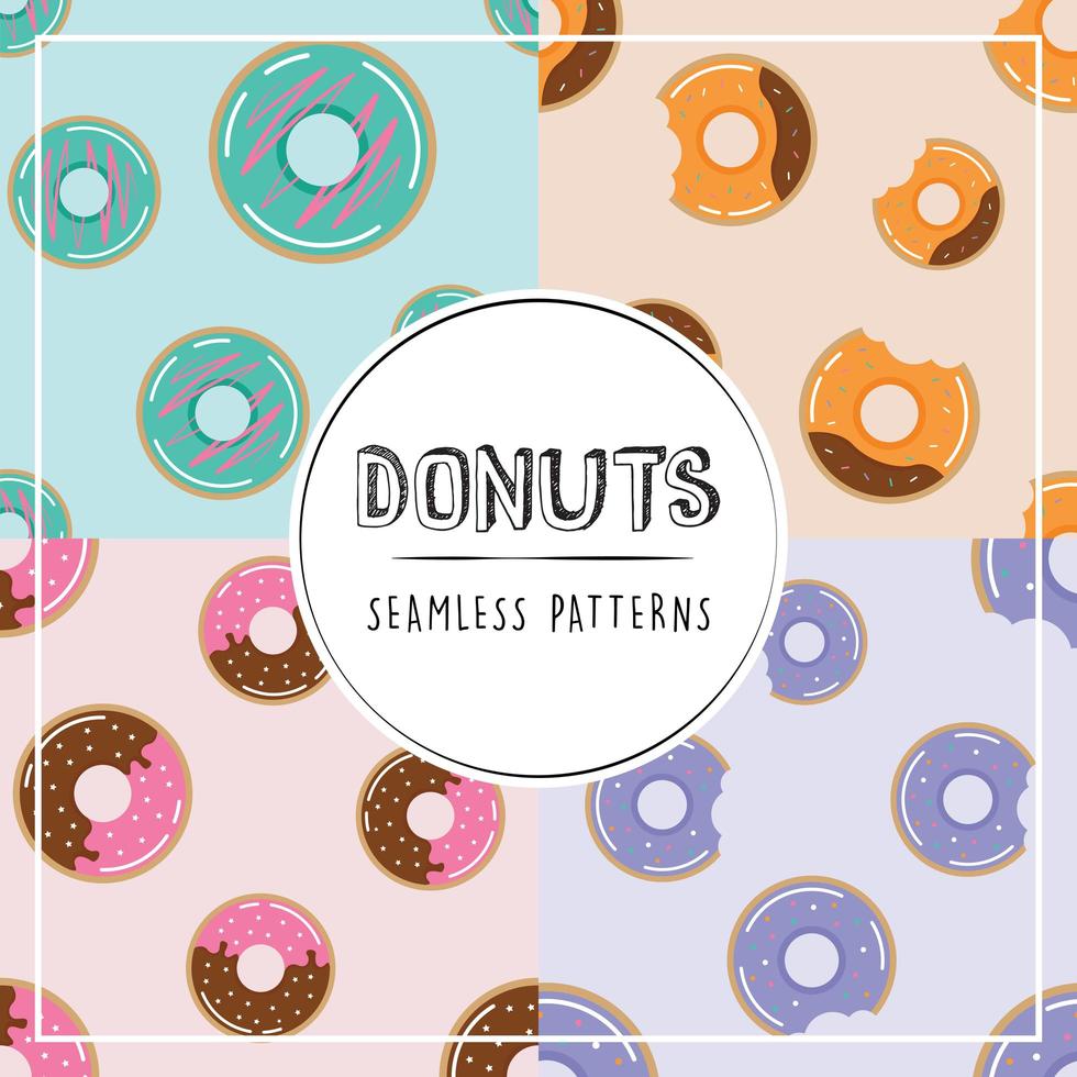 Donuts seamless pattern set vector