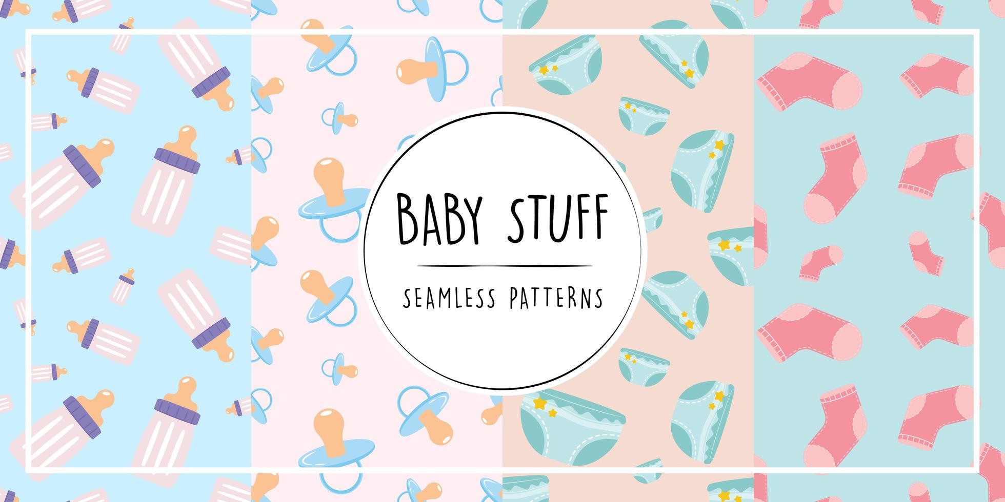 Baby stuff seamless pattern set vector