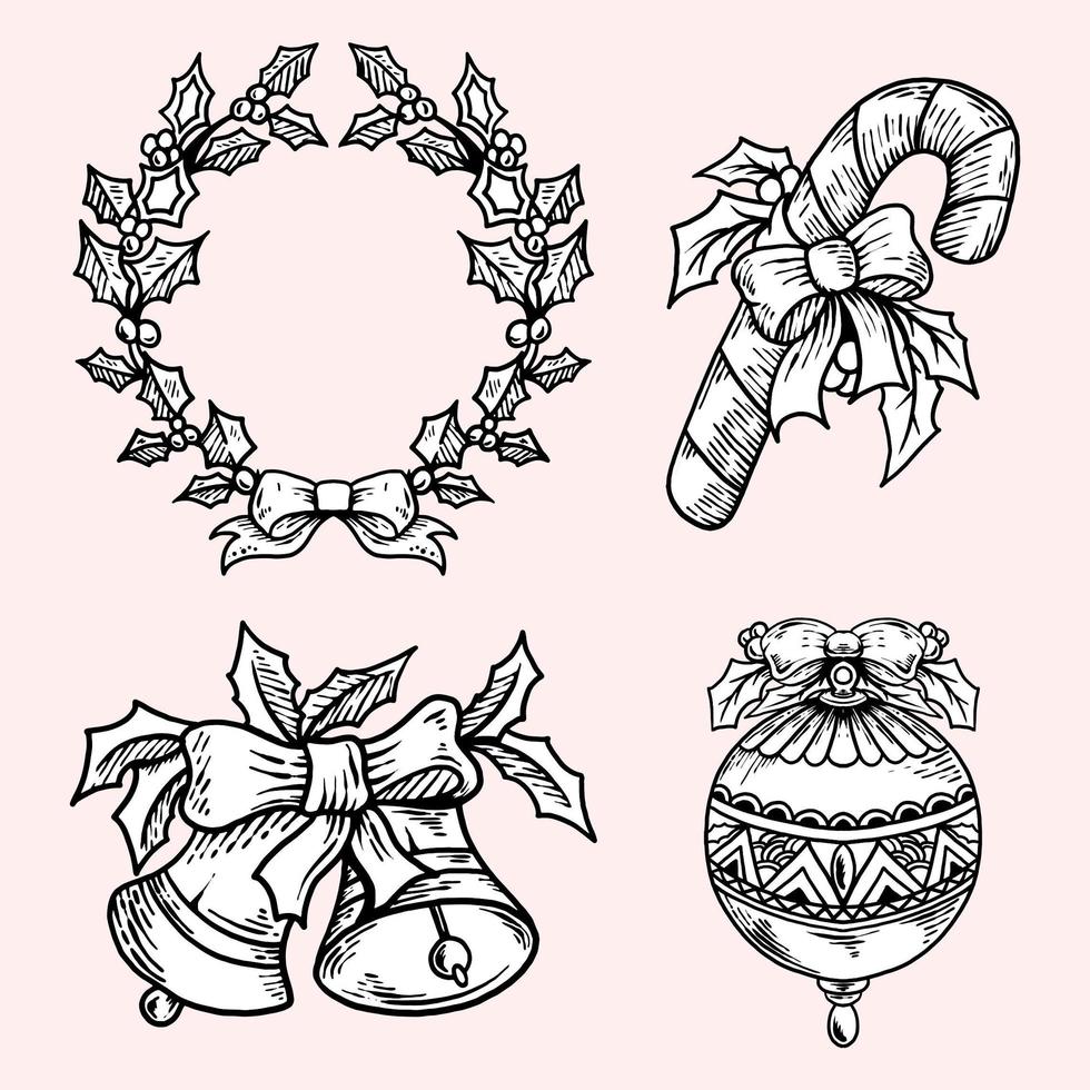 Hand drawn christmas element collection vector