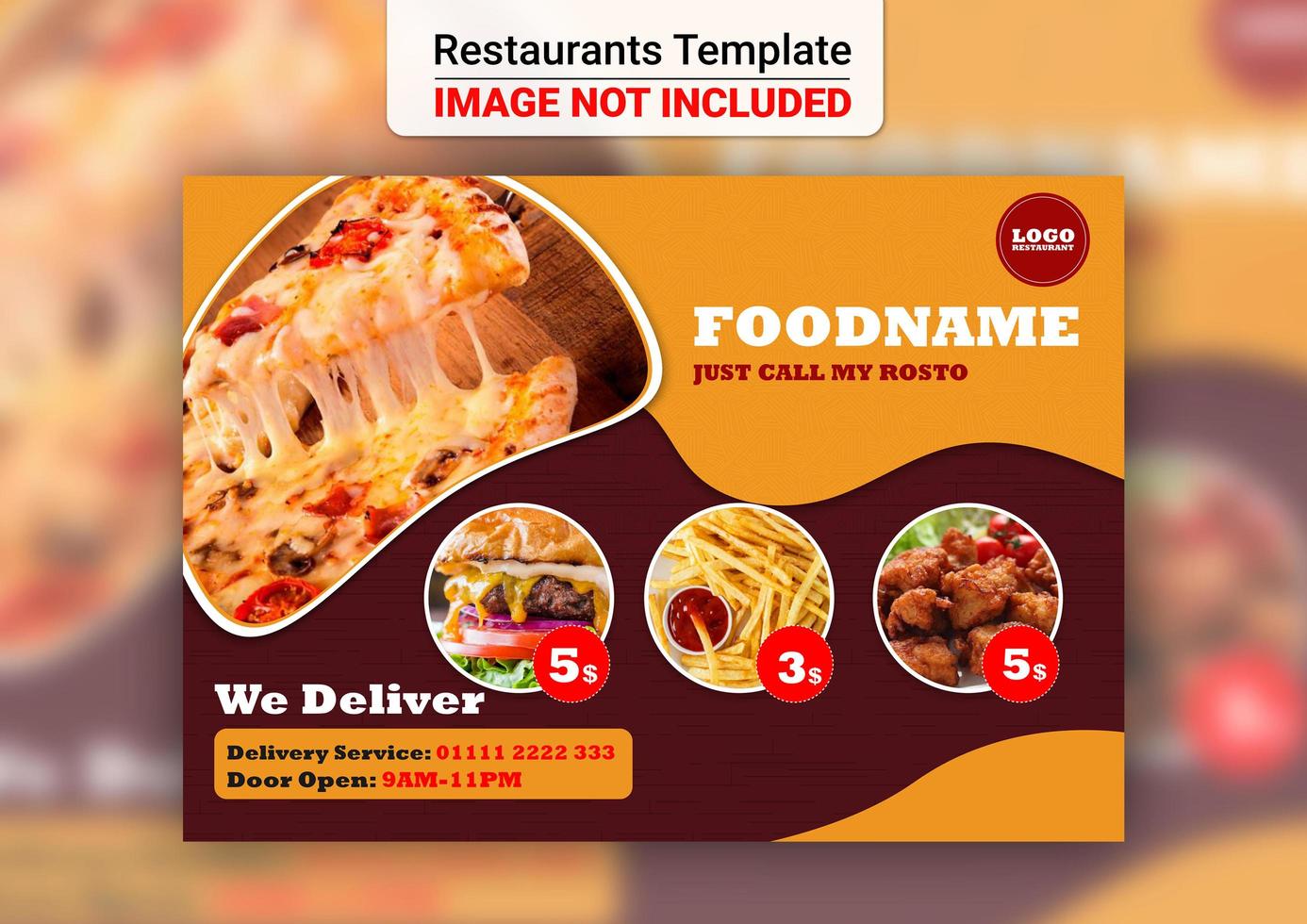 Restaurant menu design delivery card vector