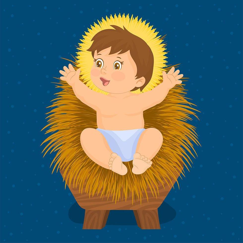 niño jesús acostado en un pesebre vector