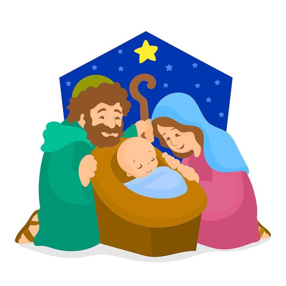 Christmas scene with Jesus in the manger vector