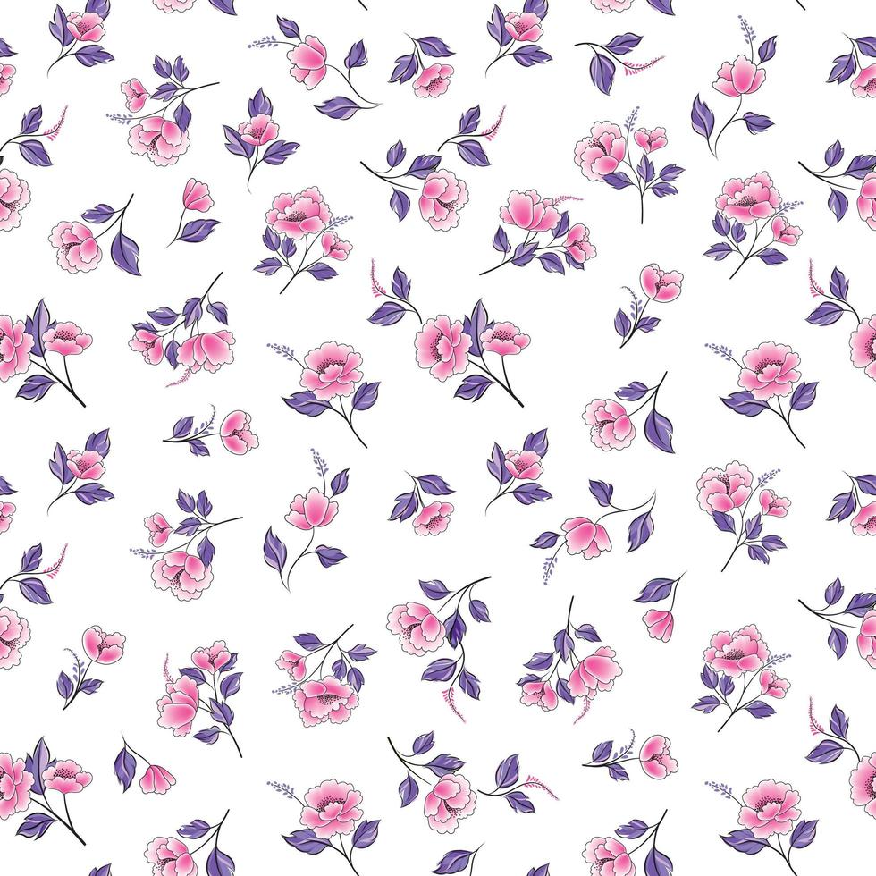 patrón transparente floral rosa y morado vector