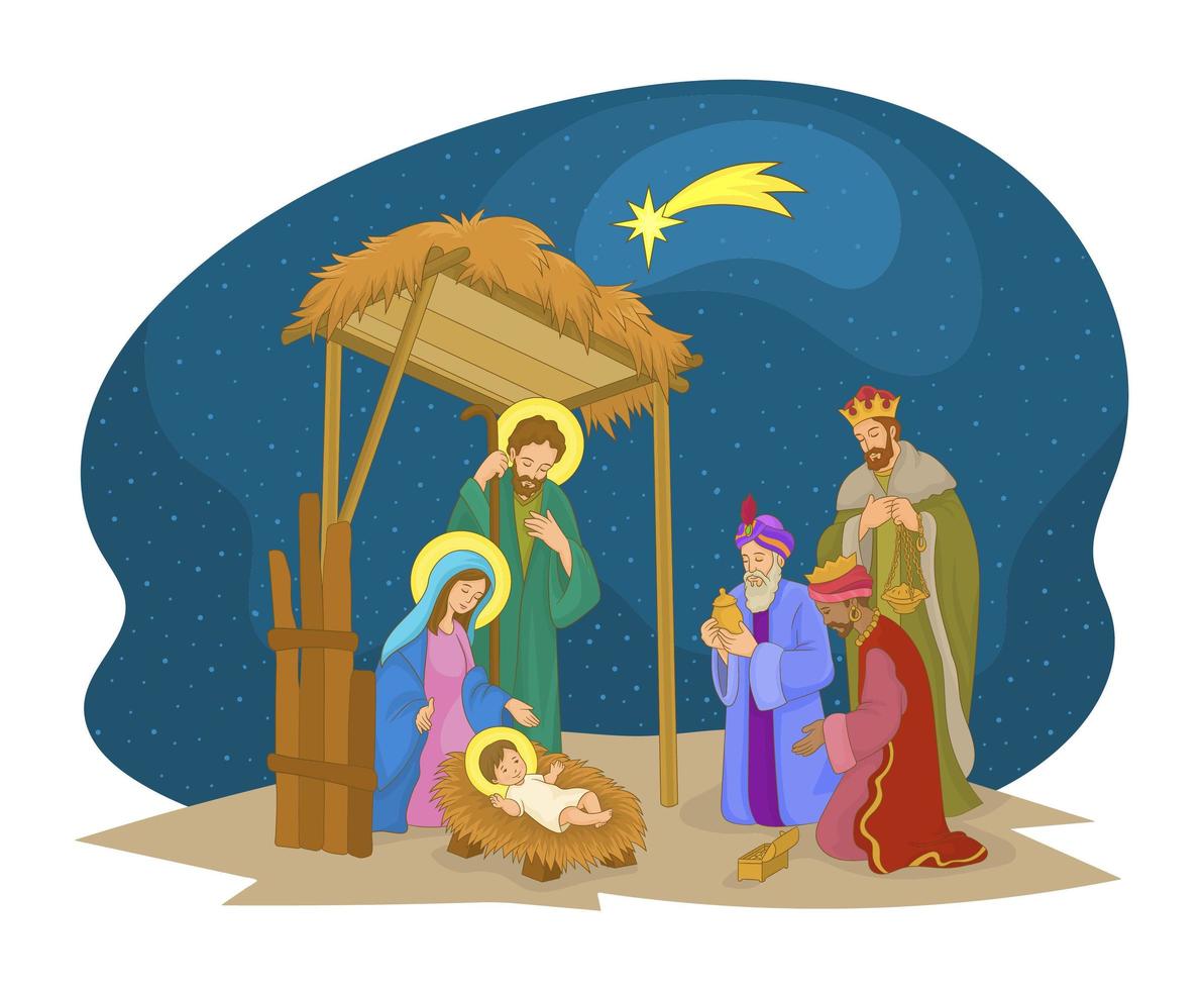 pesebre con el nacimiento de jesus vector