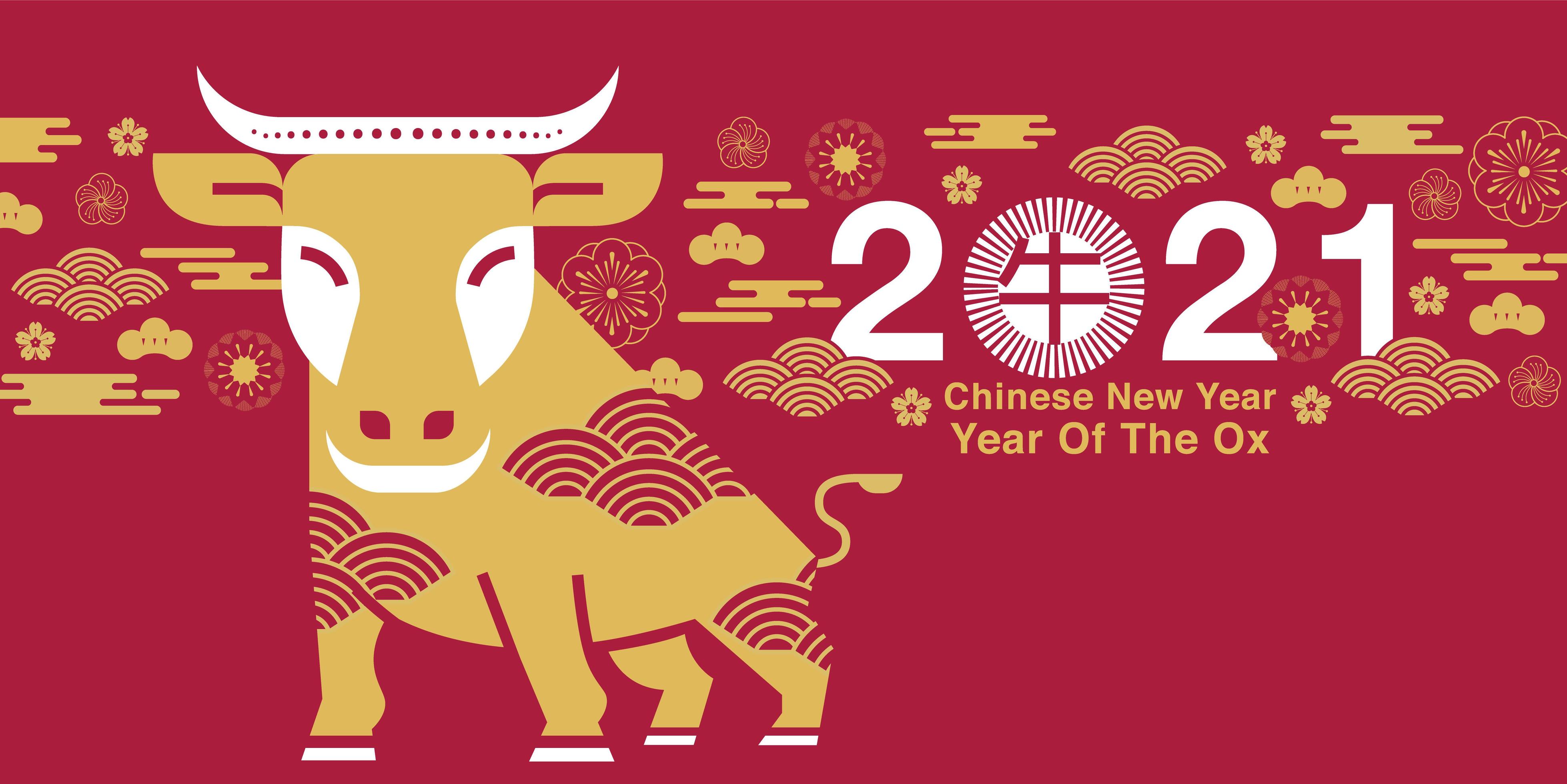 2021 happy chinese new year year ox royalty free vector Chinese New Year 2021 Year of the Ox Design 1419747 Vector Art at Vecteezy