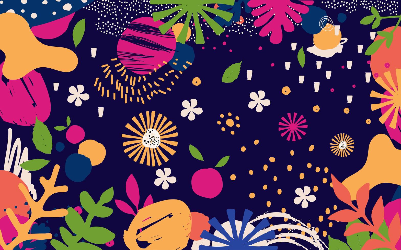 Colorful leaves and flowers vector
