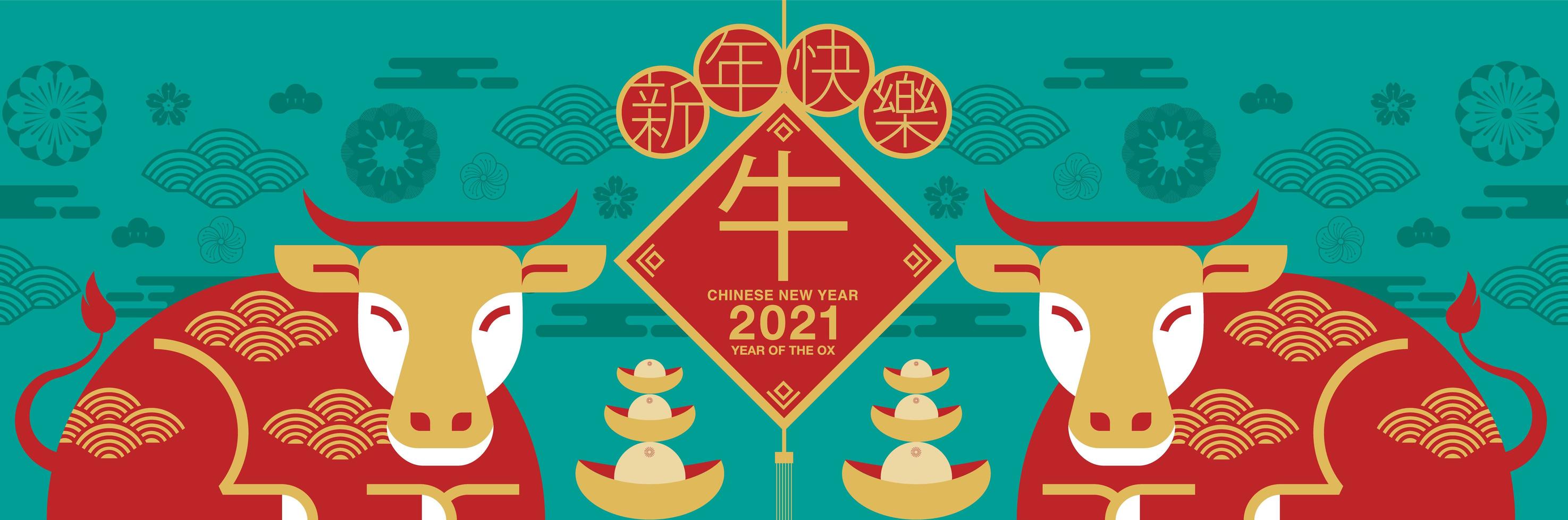 Chinese New Year 2021 Ox Banner vector