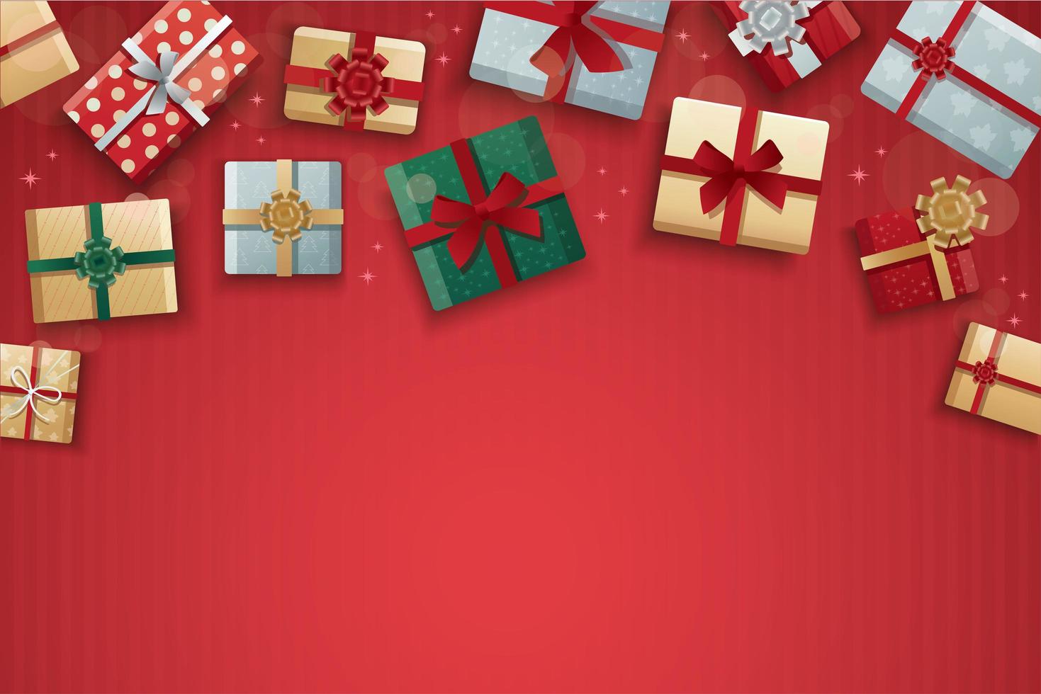 Christmas gift boxes on red background vector