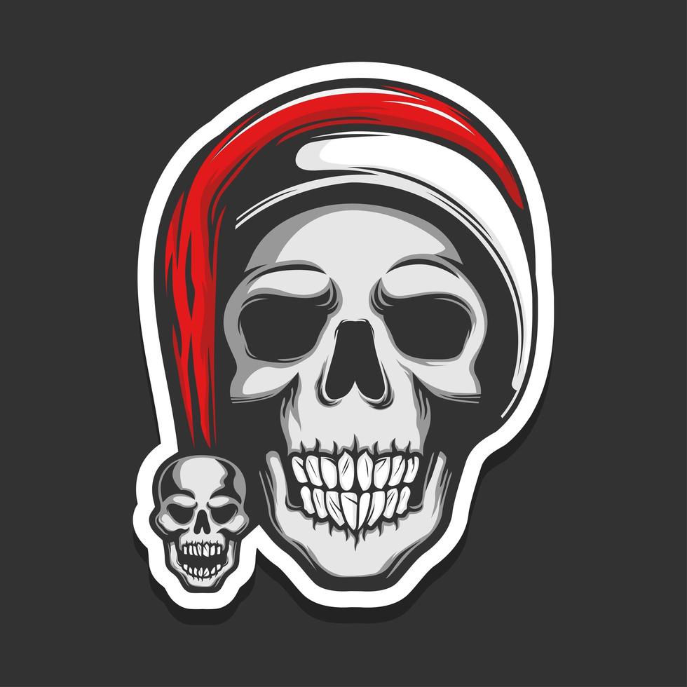 Skull wearing Santa Claus hat vector