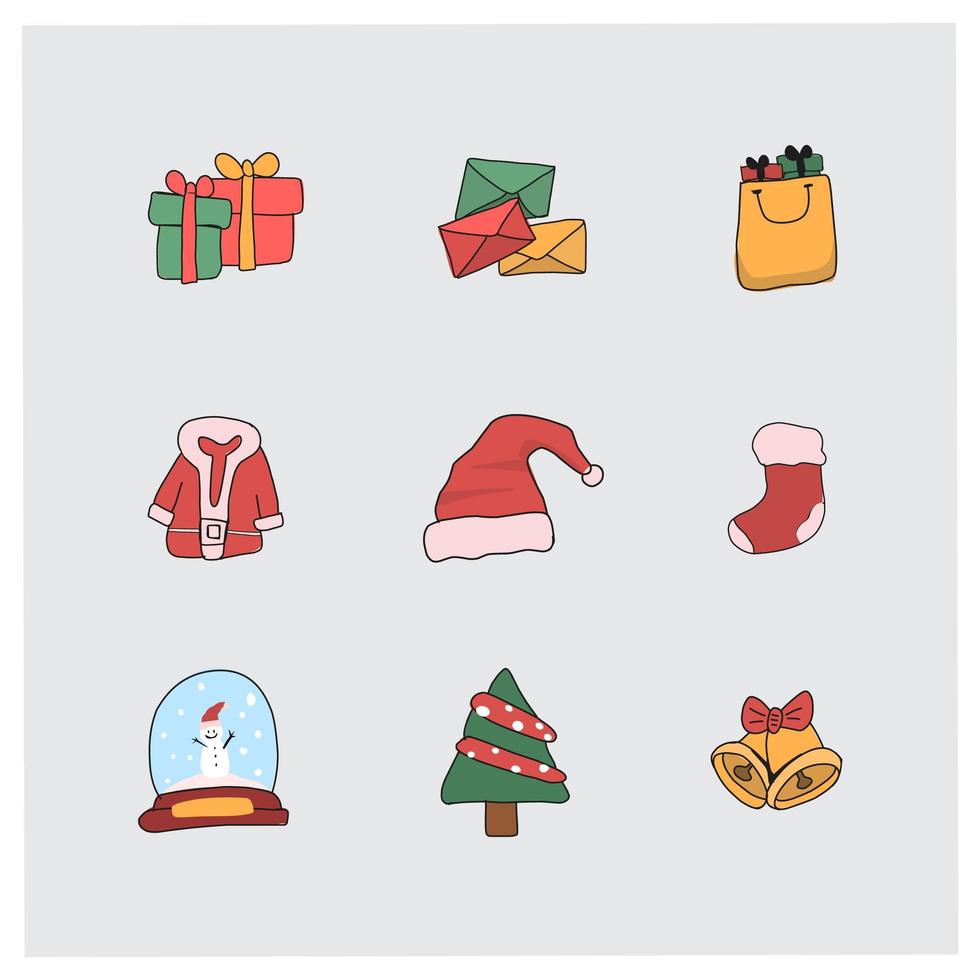 conjunto de elementos navideños dibujados a mano vector