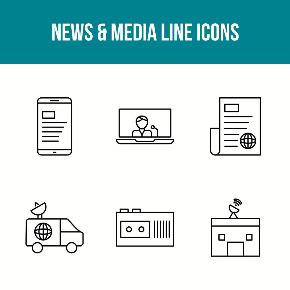 News and media elements set vector