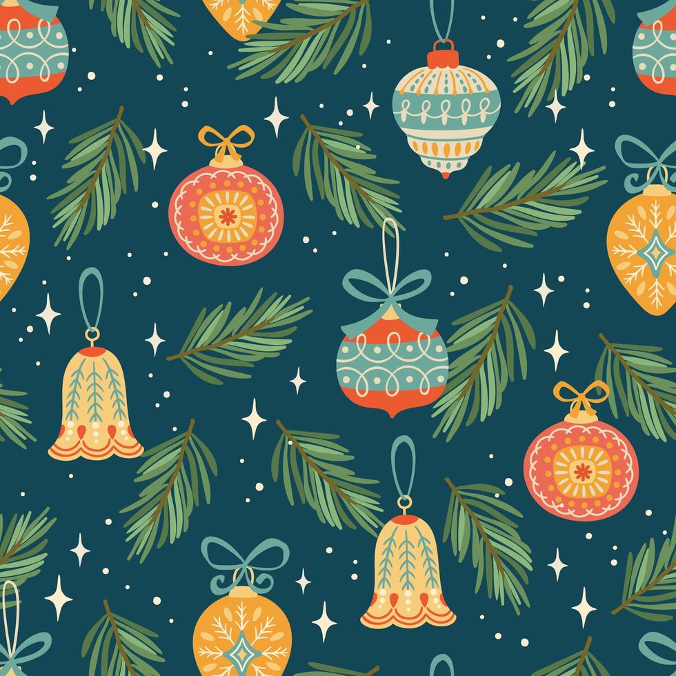 Christmas and Happy New Year pattern vector